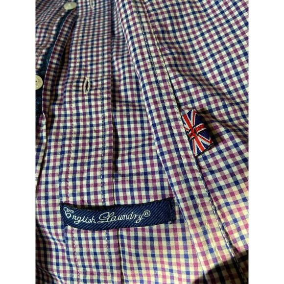 English Laundry Shirt Mens Large Long Sleeve Button Up Purple Flip Cuff 34/35 - Picture 9 of 9